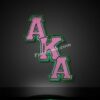 Pink and Green Greek Letters 3D