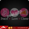 Bling peace love cheer crystal rhinestone