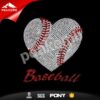 Hotfix Rhinestone Baseball Heart Transfer Printed