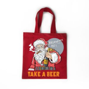 smoking santa carring a bag w/ take …