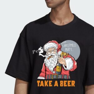 smoking santa carring a bag w/ take …