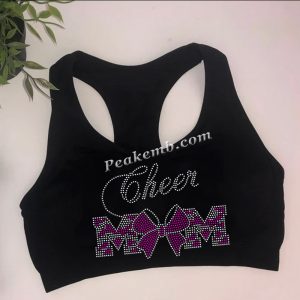 Flat back rhinestone cheer bow mom  …